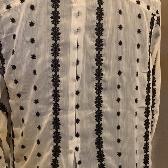 Democracy Embroidery Detailed Sheer Blouse NWOT - Picture 5 of 11